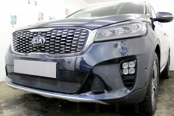 3 079 р. Защитная сетка в бампер (низ, ячейка 3х7 мм) Alfeco Стандарт KIA Sorento UM/Prime рестайлинг (2018-2020) (Чёрная)  с доставкой в г. Кемерово. Увеличить фотографию 4