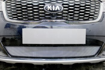 3 099 р. Защитная сетка в бампер (низ, ячейка 3х7 мм) Alfeco Стандарт KIA Sorento UM/Prime рестайлинг (2018-2020) (Хром)  с доставкой в г. Кемерово. Увеличить фотографию 2