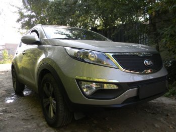 2 769 р. Защитная сетка в бампер (низ, ячейка 3х7 мм) Alfeco Стандарт  KIA Sportage  3 SL (2010-2016) дорестайлинг, рестайлинг (Чёрная)  с доставкой в г. Кемерово. Увеличить фотографию 3