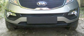 2 769 р. Защитная сетка в бампер (низ, ячейка 3х7 мм) Alfeco Стандарт  KIA Sportage  3 SL (2010-2016) дорестайлинг, рестайлинг (Чёрная)  с доставкой в г. Кемерово. Увеличить фотографию 2