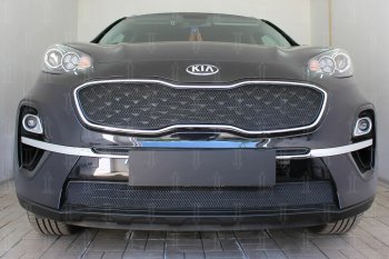 2 999 р. Защитная сетка в бампер (низ, ячейка 3х7 мм) Alfeco Стандарт  KIA Sportage  4 QL (2018-2022) рестайлинг (Чёрная)  с доставкой в г. Кемерово. Увеличить фотографию 4