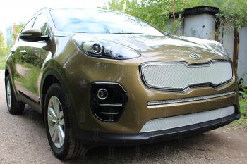 959 р. Защитная сетка в бампер (середина, ячейка 3х7 мм) Alfeco Стандарт  KIA Sportage  4 QL (2018-2022) рестайлинг (Чёрная)  с доставкой в г. Кемерово. Увеличить фотографию 6