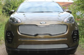 959 р. Защитная сетка в бампер (середина, ячейка 3х7 мм) Alfeco Стандарт  KIA Sportage  4 QL (2018-2022) рестайлинг (Чёрная)  с доставкой в г. Кемерово. Увеличить фотографию 7