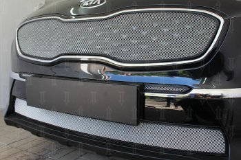 3 899 р. Защитная сетка в бампер (верх, ячейка 3х7 мм) Alfeco Стандарт  KIA Sportage  4 QL (2018-2022) рестайлинг (Хром)  с доставкой в г. Кемерово. Увеличить фотографию 4