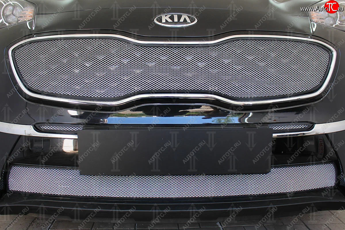 959 р. Защитная сетка в бампер (середина, ячейка 3х7 мм) Alfeco Стандарт  KIA Sportage  4 QL (2018-2022) рестайлинг (Хром)  с доставкой в г. Кемерово
