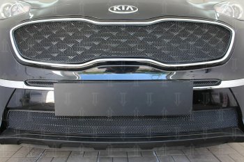 2 999 р. Защитная сетка в бампер (низ, с датчиком ACC, ячейка 3х7 мм) Alfeco Стандарт  KIA Sportage  4 QL (2018-2022) рестайлинг (Чёрная)  с доставкой в г. Кемерово. Увеличить фотографию 2