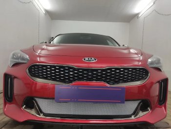 3 489 р. Защитная сетка в бампер (низ, ячейка 3х7 мм) Alfeco Стандарт KIA Stinger (2017-2025) (Хром)  с доставкой в г. Кемерово. Увеличить фотографию 4