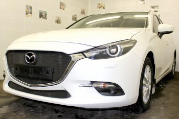 2 899 р. Защитная сетка в бампер (низ, ячейка 3х7 мм) Alfeco Стандарт Mazda 3/Axela BM рестайлинг, хэтчбэк (2016-2019) (Чёрная)  с доставкой в г. Кемерово. Увеличить фотографию 4
