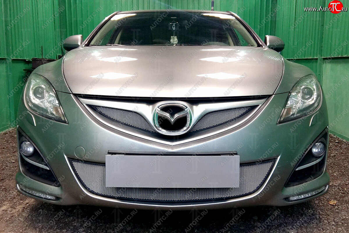 3 099 р. Защитная сетка в бампер (низ, ячейка 3х7 мм) Alfeco Стандарт Mazda 6 GH рестайлинг седан (2010-2012) (Хром) с доставкой в г. Кемерово Увеличить фотографию 1 3 099 р. Защитная сетка в бампер (низ, ячейка 3х7 мм) Alfeco Стандарт Mazda 6 GH рестайлинг седан (2010-2012) (Хром) с доставкой в г. Кемерово