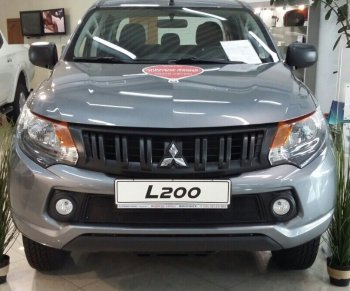 Защитная сетка в бампер (низ, ячейка 3х7 мм) Alfeco Стандарт Mitsubishi L200 5 KK,KL дорестайлинг (2015-2019) (Чёрная)