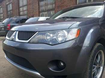 3 169 р. Защитная сетка в бампер (низ, ячейка 3х7 мм) Alfeco Стандарт Mitsubishi Outlander XL (CW)  дорестайлинг (2005-2009) (Чёрная)  с доставкой в г. Кемерово. Увеличить фотографию 4