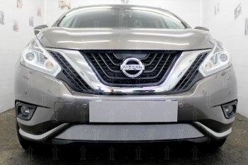 3 899 р. Защитная сетка в бампер (низ, ячейка 3х7 мм) Стрелка11 Стандарт  Nissan Murano  3 Z52 (2015-2022) дорестайлинг (Хром)  с доставкой в г. Кемерово. Увеличить фотографию 1