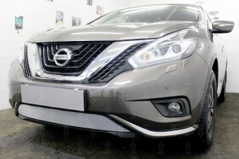 3 899 р. Защитная сетка в бампер (низ, ячейка 3х7 мм) Стрелка11 Стандарт  Nissan Murano  3 Z52 (2015-2022) дорестайлинг (Хром)  с доставкой в г. Кемерово. Увеличить фотографию 4