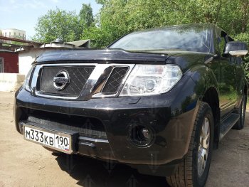 2 899 р. Защитная сетка в бампер (низ, ячейка 3х7 мм) Стрелка11 Стандарт Nissan Pathfinder R51 рестайлинг (2009-2014) (Чёрная)  с доставкой в г. Кемерово. Увеличить фотографию 2