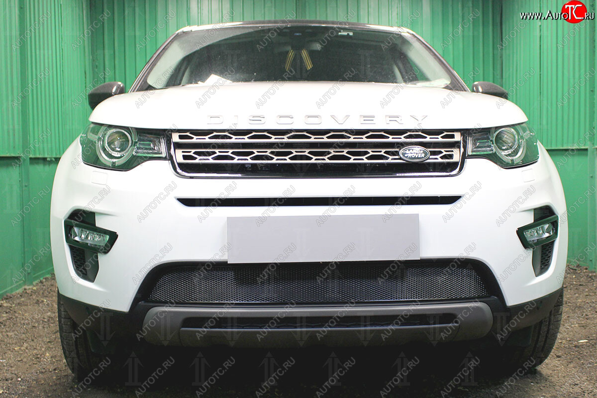 4 549 р. Защитная сетка в бампер (низ, ячейка 4х10 мм) Alfeco Премиум  Land Rover Discovery Sport  L550 (2014-2025) дорестайлинг, рестайлинг (Чёрная)  с доставкой в г. Кемерово