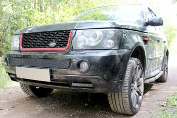 4 549 р. Защитная сетка в бампер (низ, ячейка 4х10 мм) Alfeco Премиум Land Rover Range Rover Sport 1 L320 дорестайлинг (2005-2009) (Чёрная)  с доставкой в г. Кемерово. Увеличить фотографию 1