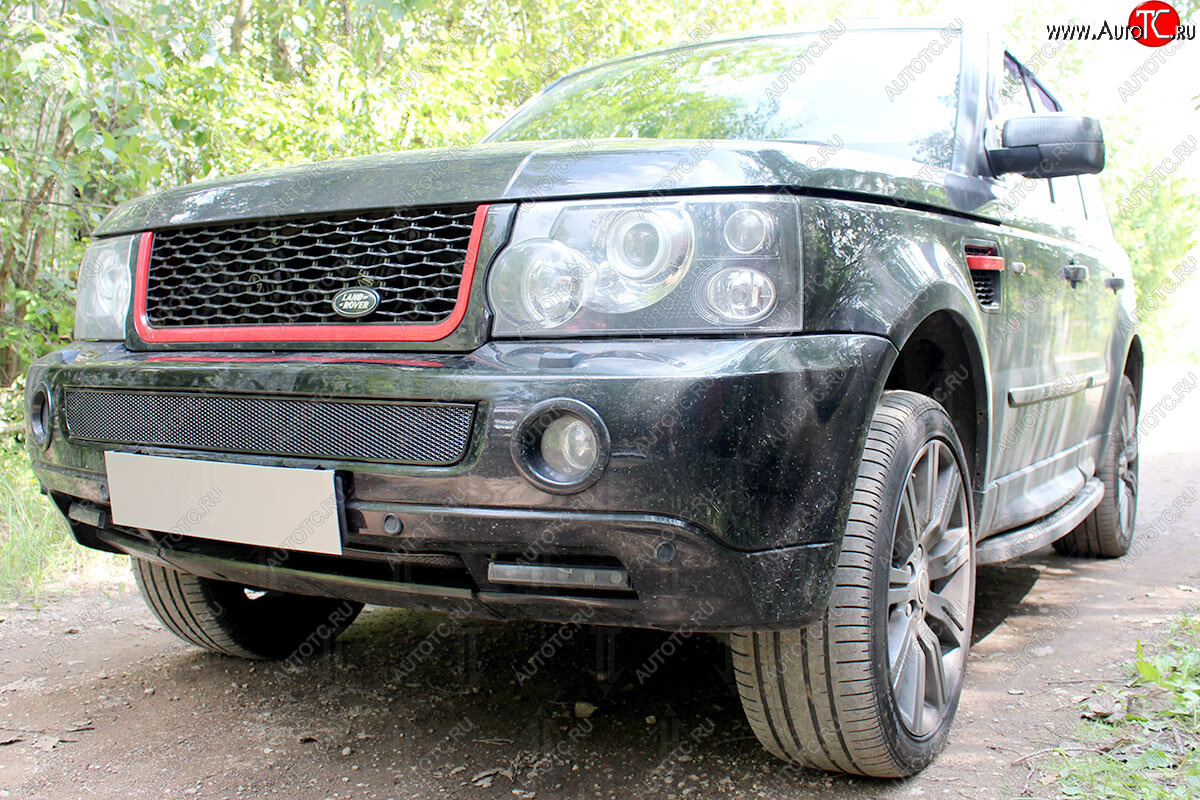 4 549 р. Защитная сетка в бампер (низ, ячейка 4х10 мм) Alfeco Премиум Land Rover Range Rover Sport 1 L320 дорестайлинг (2005-2009) (Чёрная)  с доставкой в г. Кемерово