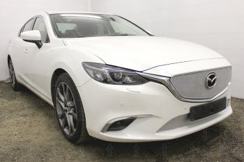 5 949 р. Защитная сетка в бампер (верх, компл.Supreme, Supreme Plus, Executive, ячейка 4х10 мм) Alfeco Премиум технику из списка применимости (Хром)  с доставкой в г. Кемерово. Увеличить фотографию 2