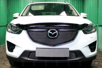 Защитная сетка в бампер (верх, ячейка 4х10 мм) Alfeco Премиум Mazda CX-5 KE рестайлинг (2015-2017) ()