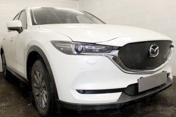 4 299 р. Защитная сетка в бампер (низ, ячейка 4х10 мм) Alfeco Премиум  Mazda CX-5  KF (2016-2025) (Чёрная)  с доставкой в г. Кемерово. Увеличить фотографию 3