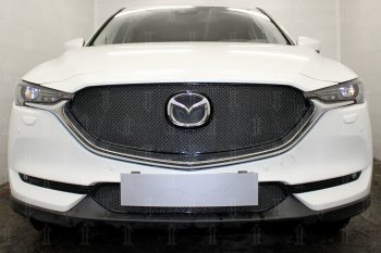 4 299 р. Защитная сетка в бампер (низ, ячейка 4х10 мм) Alfeco Премиум  Mazda CX-5  KF (2016-2025) (Чёрная)  с доставкой в г. Кемерово. Увеличить фотографию 4