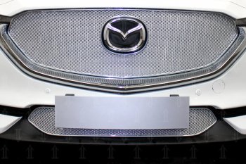 Защитная сетка в бампер (низ, ячейка 4х10 мм) Alfeco Премиум Mazda CX-5 KF (2016-2025) (Хром)