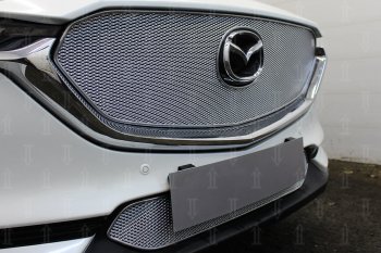4 299 р. Защитная сетка в бампер (низ, ячейка 4х10 мм) Alfeco Премиум Mazda CX-5 KF (2016-2025) (Хром)  с доставкой в г. Кемерово. Увеличить фотографию 2