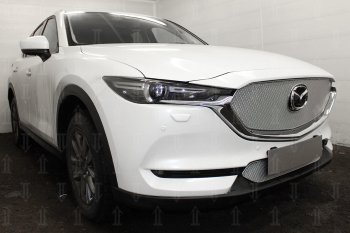 4 299 р. Защитная сетка в бампер (низ, ячейка 4х10 мм) Alfeco Премиум Mazda CX-5 KF (2016-2025) (Хром)  с доставкой в г. Кемерово. Увеличить фотографию 3