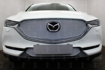 4 299 р. Защитная сетка в бампер (низ, ячейка 4х10 мм) Alfeco Премиум Mazda CX-5 KF (2016-2025) (Хром)  с доставкой в г. Кемерово. Увеличить фотографию 4