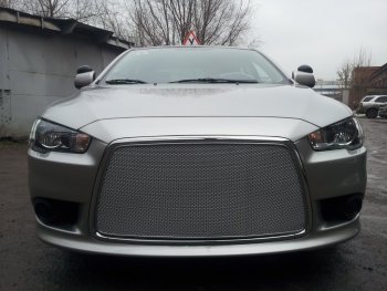 Защитная сетка в бампер (ячейка 3х7 мм) Alfeco Стандарт Mitsubishi Lancer 10 CY седан рестайлинг (2011-2017) ()