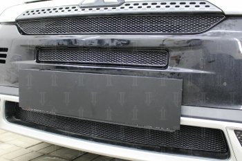 9 599 р. Защитная сетка в бампер (3 части, ячейка 4х10 мм) Alfeco Премиум Mitsubishi Outlander GF 3-ий рестайлинг (2018-2022) (Чёрная)  с доставкой в г. Кемерово. Увеличить фотографию 3