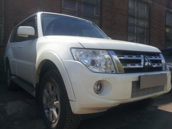 4 649 р. Защитная сетка в бампер (низ, ячейка 3х7 мм) Стрелка11 Премиум  Mitsubishi Pajero ( 4 V90,  4 V80) (2011-2015) 1-ый рестайлинг, 3 дв. 1-ый рестайлинг (Хром)  с доставкой в г. Кемерово. Увеличить фотографию 2