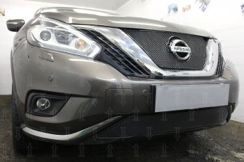4 399 р. Защитная сетка в бампер (низ, ячейка 4х10 мм) Стрелка11 Премиум Nissan Murano 3 Z52 дорестайлинг (2015-2022) (Чёрная)  с доставкой в г. Кемерово. Увеличить фотографию 4