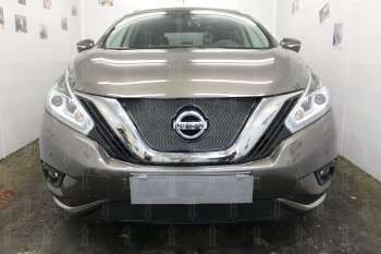 4 399 р. Защитная сетка в бампер (низ, ячейка 4х10 мм) Стрелка11 Премиум Nissan Murano 3 Z52 дорестайлинг (2015-2022) (Чёрная)  с доставкой в г. Кемерово. Увеличить фотографию 2