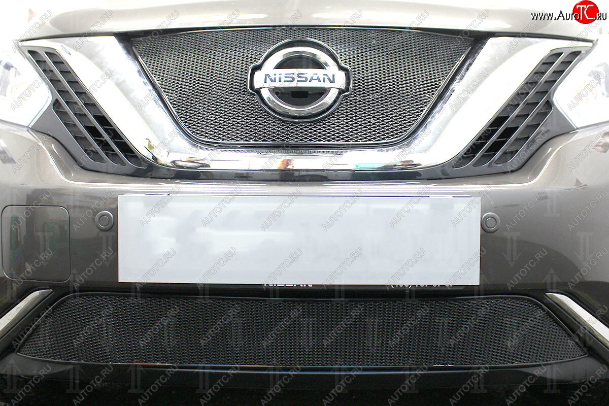 4 399 р. Защитная сетка в бампер (низ, ячейка 4х10 мм) Стрелка11 Премиум Nissan Murano 3 Z52 дорестайлинг (2015-2022) (Чёрная)  с доставкой в г. Кемерово