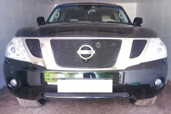 4 299 р. Защитная сетка в бампер (низ, ячейка 4х10 мм) Стрелка11 Премиум  Nissan Patrol  6 (2010-2014) Y62 дорестайлинг (Чёрная)  с доставкой в г. Кемерово. Увеличить фотографию 3