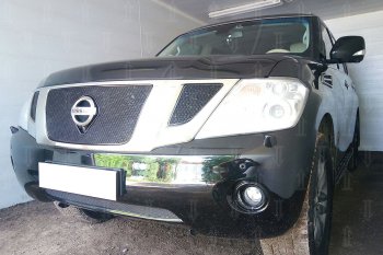 4 299 р. Защитная сетка в бампер (низ, ячейка 4х10 мм) Стрелка11 Премиум  Nissan Patrol  6 (2010-2014) Y62 дорестайлинг (Чёрная)  с доставкой в г. Кемерово. Увеличить фотографию 4