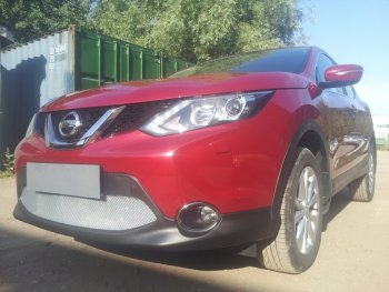 4 499 р. Защитная сетка в бампер (низ, ячейка 4х10 мм) Стрелка11 Премиум Nissan Qashqai 2 J11 дорестайлинг (2013-2019) (Хром)  с доставкой в г. Кемерово. Увеличить фотографию 4