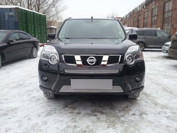 4 549 р. Защитная сетка в бампер (низ, ячейка 4х10 мм) Стрелка11 Премиум Nissan X-trail 2 T31 рестайлинг (2010-2015) (Хром)  с доставкой в г. Кемерово. Увеличить фотографию 2