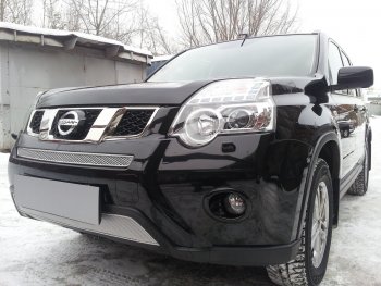 4 549 р. Защитная сетка в бампер (низ, ячейка 4х10 мм) Стрелка11 Премиум Nissan X-trail 2 T31 рестайлинг (2010-2015) (Хром)  с доставкой в г. Кемерово. Увеличить фотографию 3