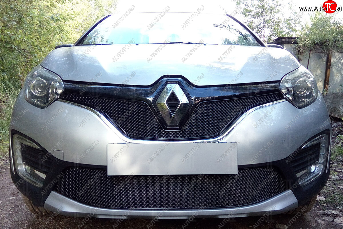 4 649 р. Защитная сетка в бампер (низ, ячейка 4х10 мм) Стрелка11 Премиум Renault Kaptur рестайлинг (2020-2025) (Чёрная)  с доставкой в г. Кемерово