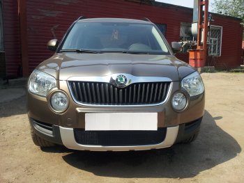4 299 р. Защитная сетка в бампер (низ, ячейка 4х10 мм) Стрелка11 Премиум Skoda Yeti (2009-2013) (Чёрная)  с доставкой в г. Кемерово. Увеличить фотографию 3
