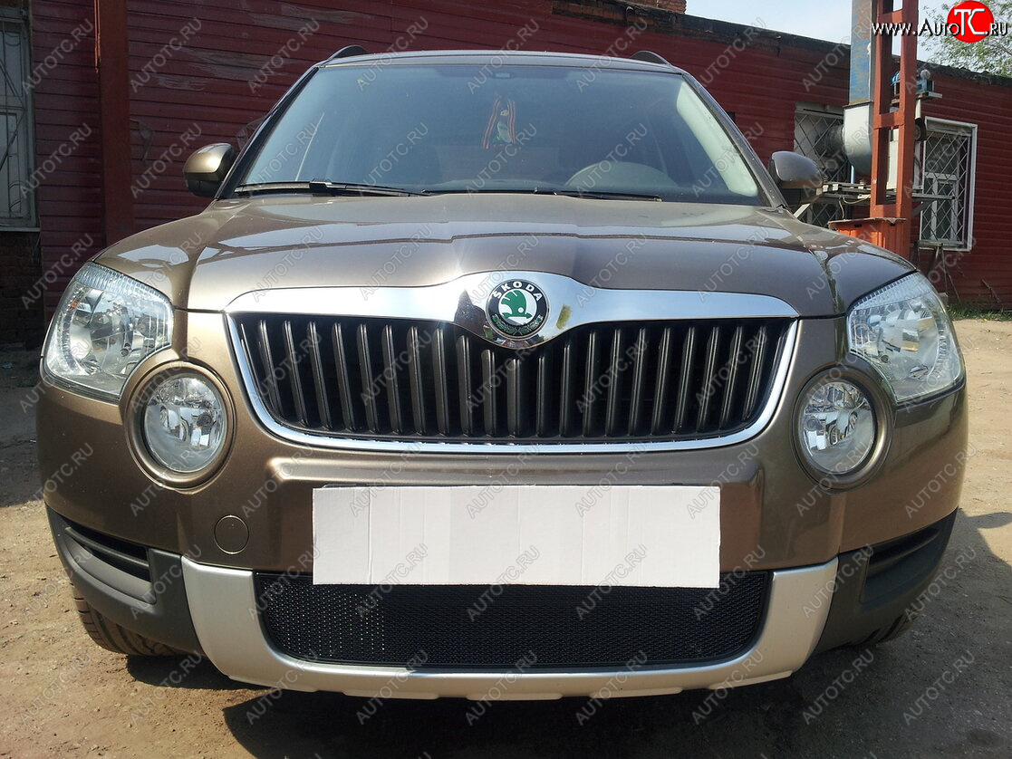 4 299 р. Защитная сетка в бампер (низ, ячейка 4х10 мм) Стрелка11 Премиум Skoda Yeti (2009-2013) (Чёрная)  с доставкой в г. Кемерово