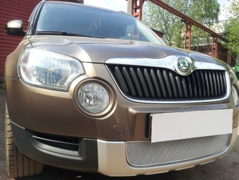 4 299 р. Защитная сетка в бампер (низ, ячейка 4х10 мм) Стрелка11 Премиум  Skoda Yeti (2009-2013) (Хром)  с доставкой в г. Кемерово. Увеличить фотографию 4