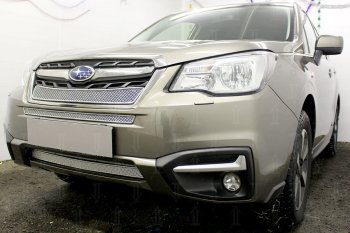 4 099 р. Защитная сетка в бампер (низ, ячейка 4х10 мм) Стрелка11 Премиум Subaru Forester SJ рестайлинг (2016-2019) (Хром)  с доставкой в г. Кемерово. Увеличить фотографию 3