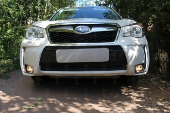 Защитная сетка в бампер (верх, US Version, ячейка 4х10 мм) Стрелка11 Премиум Subaru Forester SJ дорестайлинг (2012-2016) ()