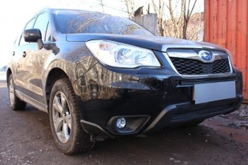 3 599 р. Защитная сетка в бампер (низ, ячейка 4х10 мм) Стрелка11 Премиум Subaru Forester SJ дорестайлинг (2012-2016) (Чёрная)  с доставкой в г. Кемерово. Увеличить фотографию 2