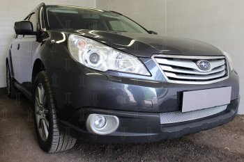 4 299 р. Защитная сетка в бампер (низ, ячейка 4х10 мм) Стрелка11 Премиум Subaru Outback BR/B14 дорестайлинг универсал (2009-2013) (Хром)  с доставкой в г. Кемерово. Увеличить фотографию 4