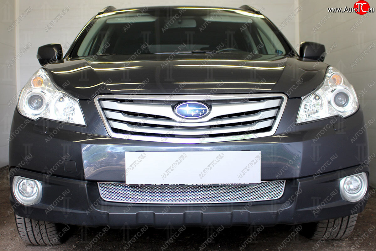 4 299 р. Защитная сетка в бампер (низ, ячейка 4х10 мм) Стрелка11 Премиум Subaru Outback BR/B14 дорестайлинг универсал (2009-2013) (Хром)  с доставкой в г. Кемерово