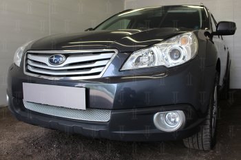 4 299 р. Защитная сетка в бампер (низ, ячейка 4х10 мм) Стрелка11 Премиум Subaru Outback BR/B14 дорестайлинг универсал (2009-2013) (Хром)  с доставкой в г. Кемерово. Увеличить фотографию 3